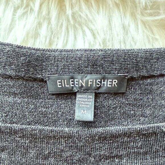 Eileen Fisher Black and Gray Striped Tee - Picture 2 of 3